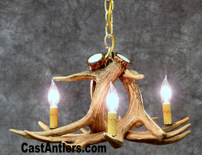 CAST RUSTIC CABIN WHITETAIL ANTLER CHANDELIER/PENDANT  