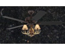 Rustic Ceiling Fan - 52 inch 3-Light Antler Indoor Farmhouse Cabin