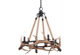 Cast Antler Chandelier 4-Light Aged Iron and Natural Rope