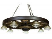 Downlight Western 42 inch Wagon Wheel Chandelier