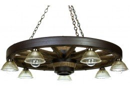 Downlight Western 42 inch Wagon Wheel Chandelier