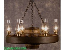 Lantern Reproduction 30 inch Rustic Wagon Wheel Chandelier