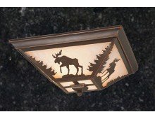 Moose Rustic Outdoor/Indoor Ceiling Light/ Amber Flake Glass