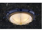 Nautical 15-in. W Flush Mount Navy Blue and Matte Gold