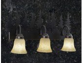 Rustic Pine Tree 3-Light Bathroom Vanity Light