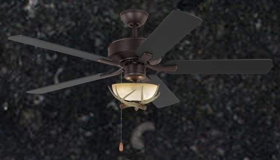 Rustic Ceiling Fan 52 inch w/ Antler Bowl Light Kit