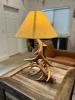 Cast Whitetail 3 Antler Table Lamp w/ Rawhide Shade