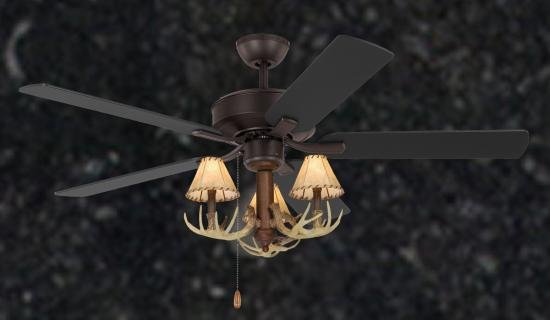 Rustic Ceiling Fan - 52 inch 3-Light Antler Indoor Farmhouse Cabin