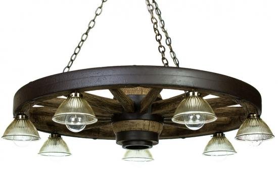 Downlight Western 42 inch Wagon Wheel Chandelier