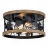 Rustic 2-Light Drum Pine Tree/Moose Flush Mount