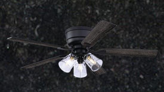 52-in. Ceiling Fan with Pull Chain and Remote Matte Black