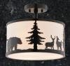 Bear/Deer/Pine Tree 13-in. W 3 Light Semi-Flush Bronze