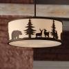 Bear/Deer/Pine Tree 18-in. W 3 Light Pendant Bronze